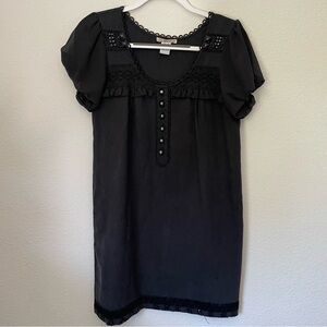 Kensie Black Mini Dress with Button Accents, Size Medium
